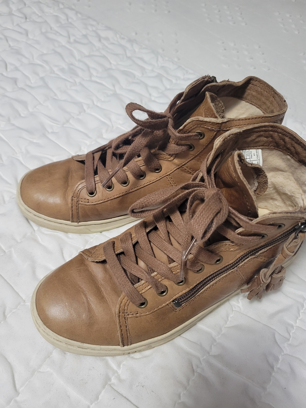 UGG Women's Tan Brown Leather High-Top Sneakers